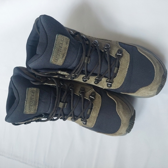 Merrell Navy Blue And Green Beige Men Hiking Boots Size 8 - Picture 1 of 8
